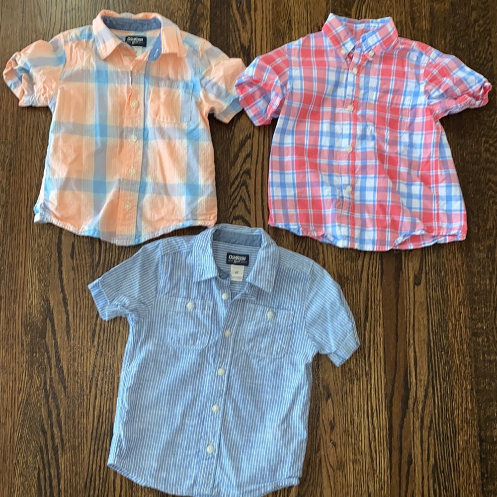 4T boys button down collared shirts